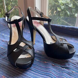 Pinup Couture Black T-Strap Heels